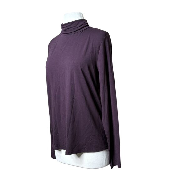 Eileen Fisher Turtleneck Solid Dark Purple Size Medium Tencel - Picture 3 of 6